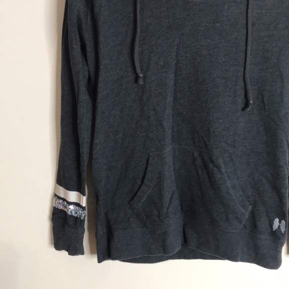 Victoria's Secret LOVE Bling Sleeves Grey Pullover Hoodie Size XS - Picture 4 of 12